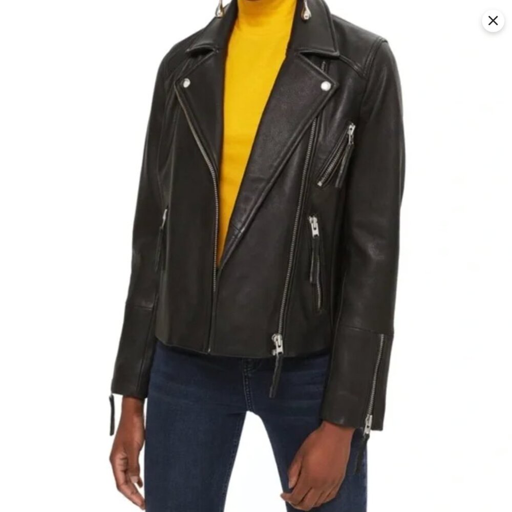 TOPSHOP - Genuine Leather Biker Jacket